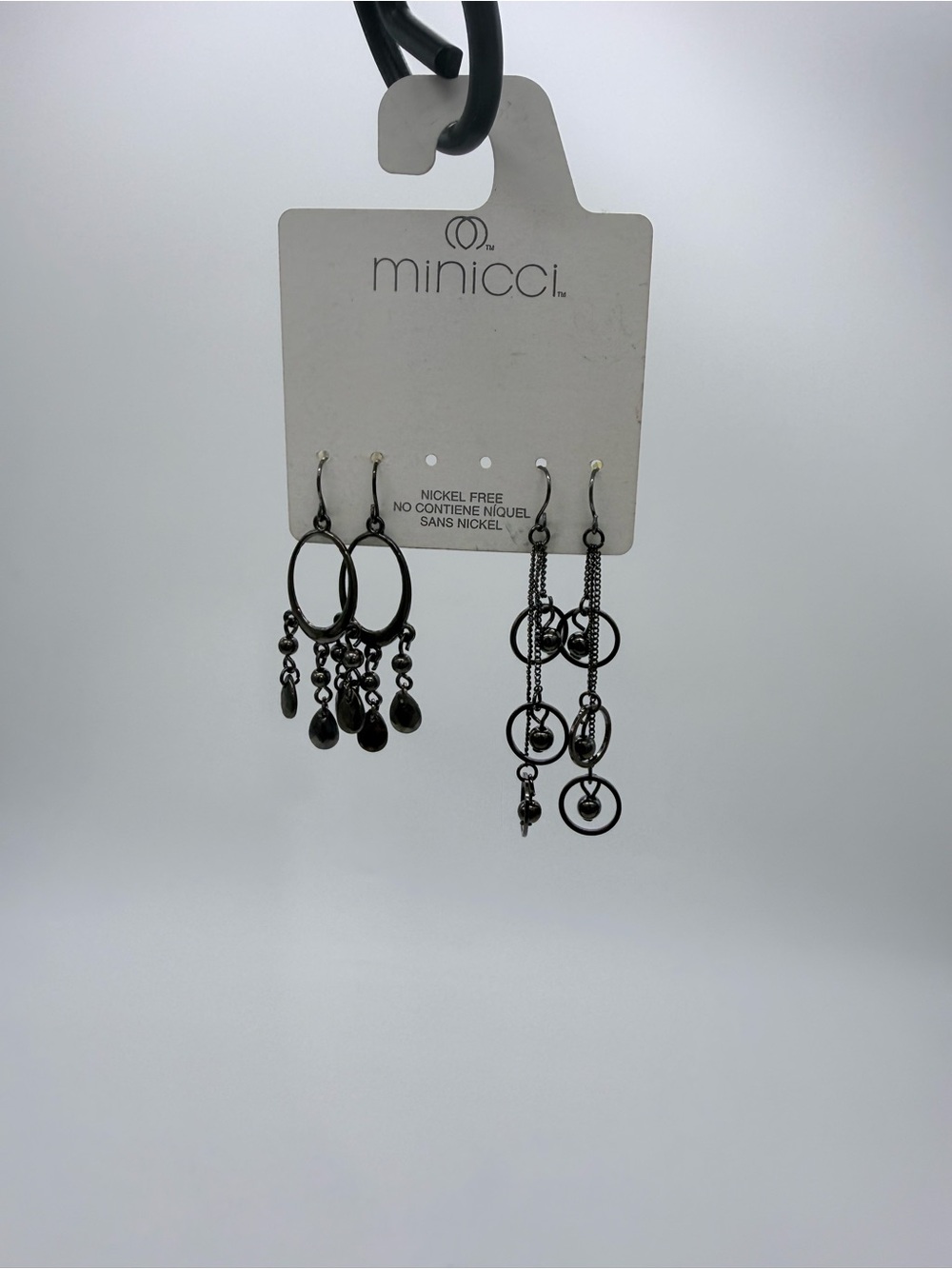 Set If 2 Minicci Nickel-Free Gunmetal-Tone Dangle Drop Earrings With Charms